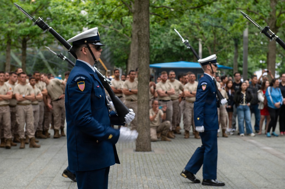 Coast Guard Ceremonial Honor Guard Performs at 9/11 Memorial during Sail 250