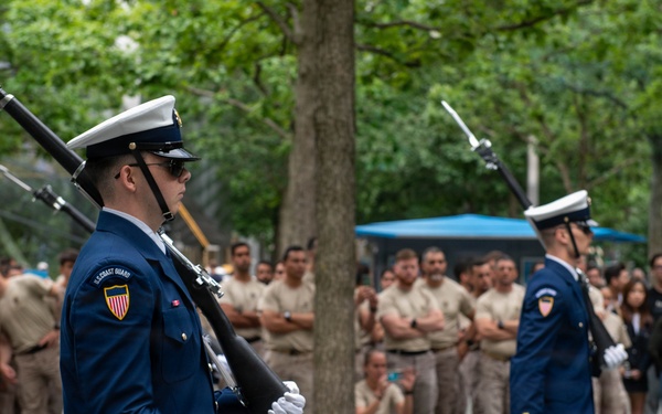 Coast Guard Ceremonial Honor Guard Performs at 9/11 Memorial during Sail 250