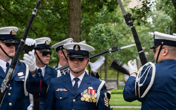 Coast Guard Ceremonial Honor Guard Performs at 9/11 Memorial during Sail 250