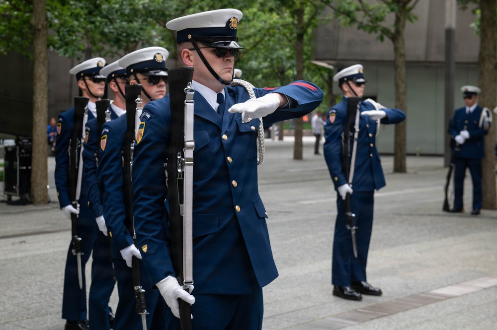 Coast Guard Ceremonial Honor Guard Performs at 9/11 Memorial during Sail 250