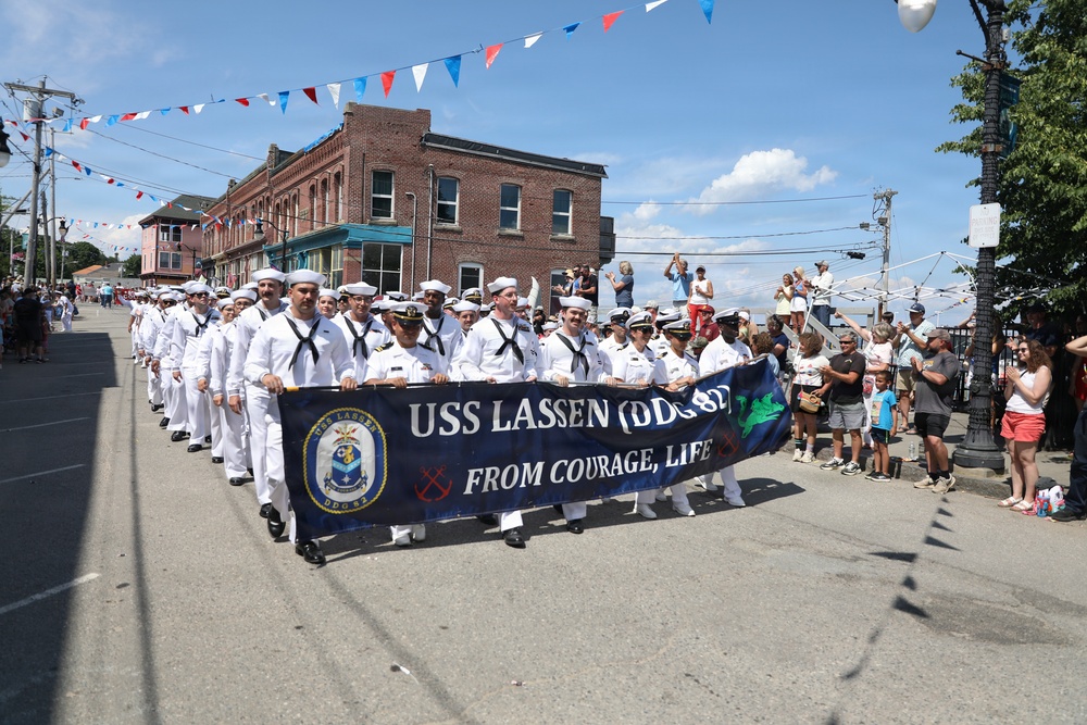 USS Lassen Sailors March in the Grand Independence Day Parade