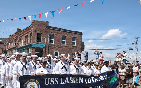 USS Lassen Sailors March in the Grand Independence Day Parade