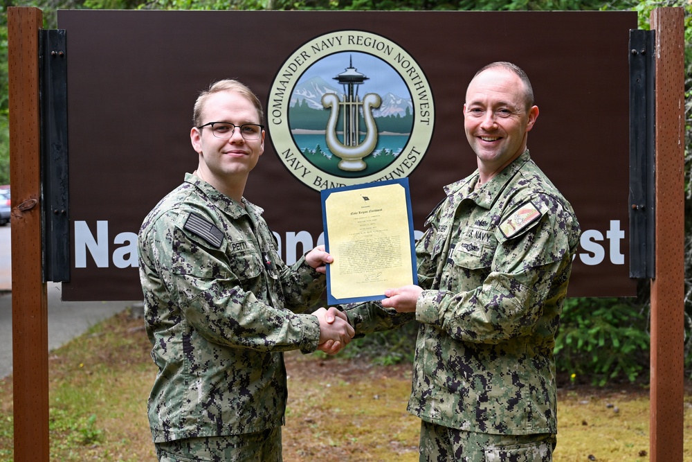 Navy Band Northwest Bluejacket of the Quarter, 2nd Quarter 2026, Musician 3rd Class Michael Petty
