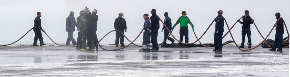 USS Carl Vinson (CVN 70) conducts aqueous film-forming foam testing
