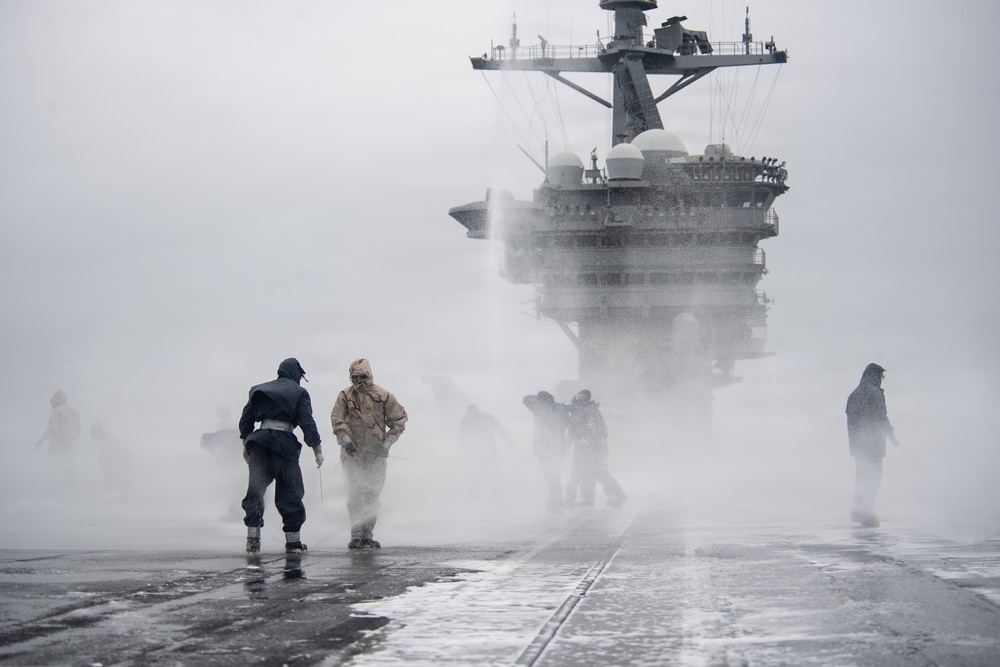 USS Carl Vinson (CVN 70) conducts aqueous film-forming foam testing