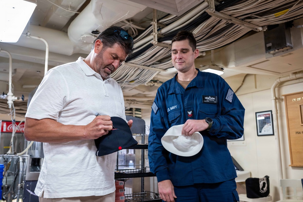 Jason Varitek Tours USS Arlington
