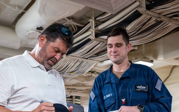 Jason Varitek Tours USS Arlington