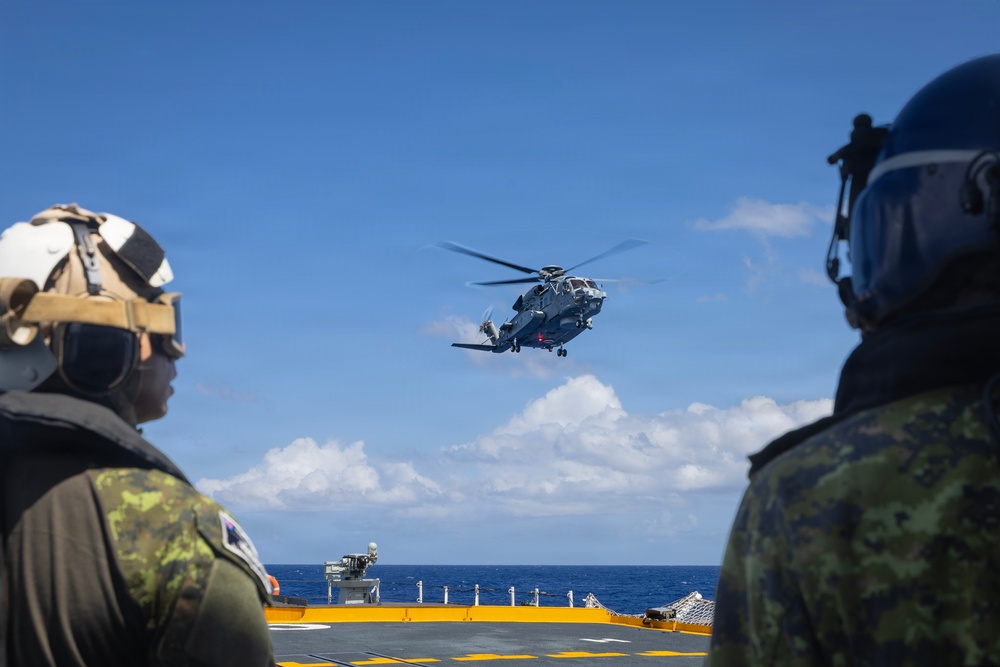 HMCS Ottawa conducts helicopter operations during RIMPAC 2026