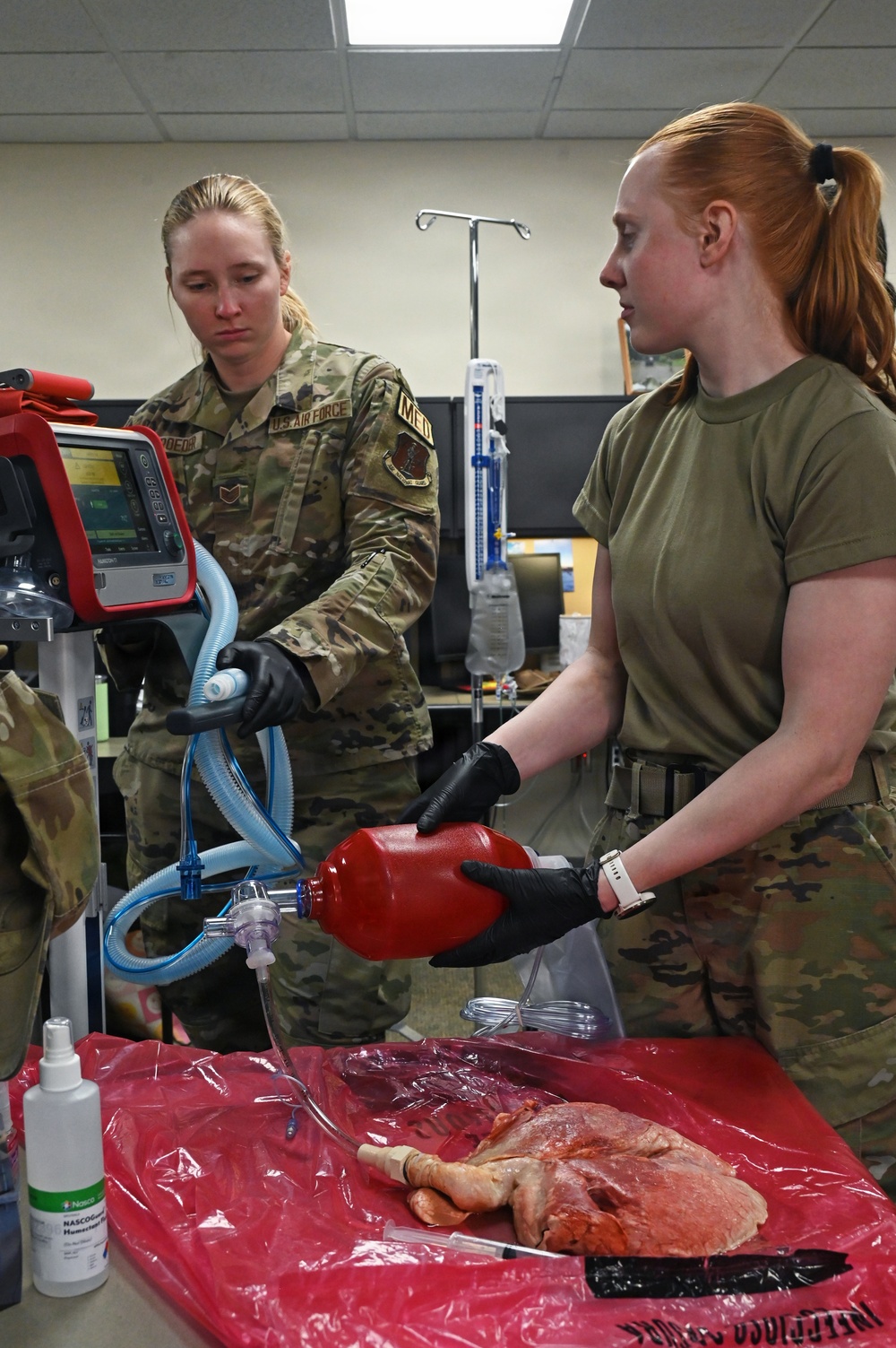 119th Airmen Practice Ventilating Pig Lungs