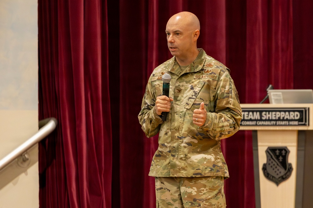 82nd Training Wing Leadership Connects With Personnel During Commander’s Call