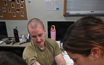 119th Wing Airmen Measure Blood Bag Volume