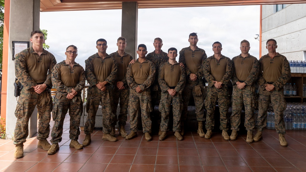Maj. Gen. Jarrard Speaks With Marine at U.S. Embassy Caracas