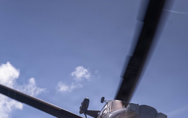 Canadian Halifax-class frigate Regina air department participates in hoisting exercises with Canadian Helicopter CH-144 Cyclone