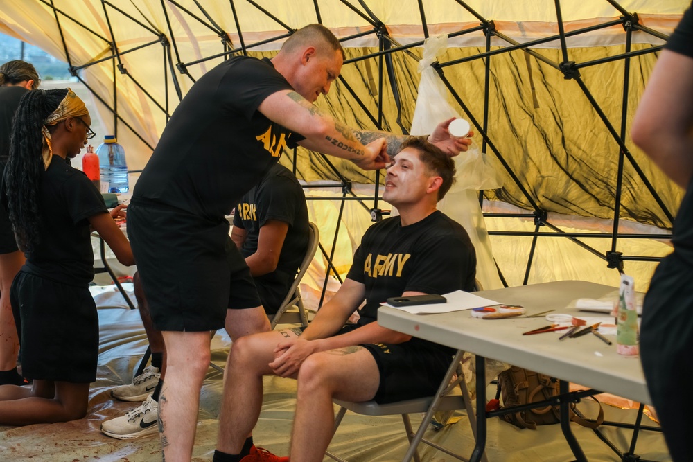 U.S. Soldiers participate in a mass casualty exercise during RIMPAC 2026