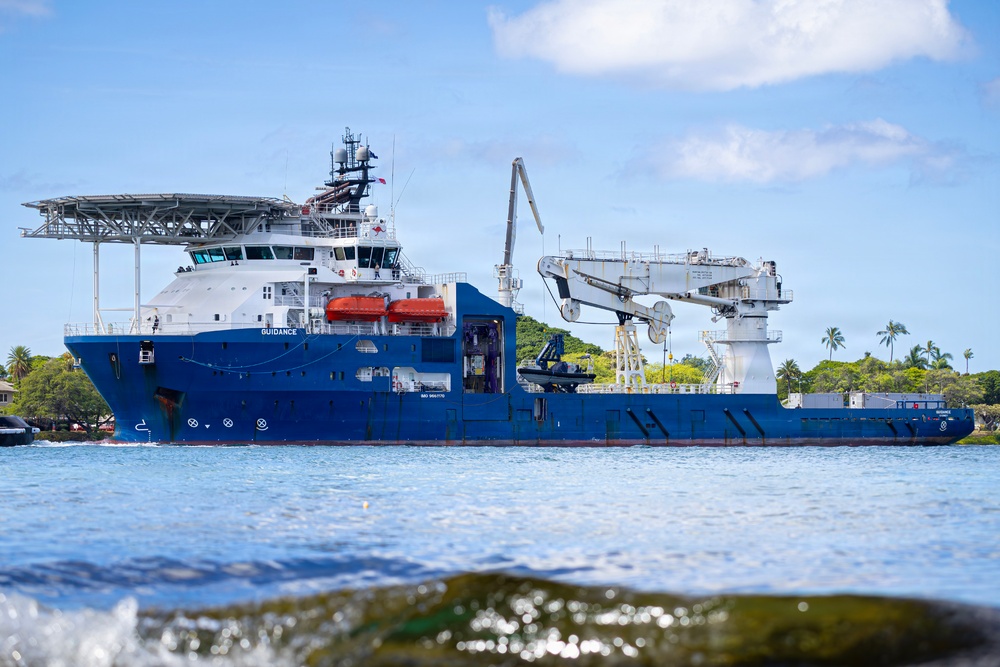 Undersea support vessel ADV Guidance arrives at Joint Base Pearl Harbor-Hickam during RIMPAC 2026