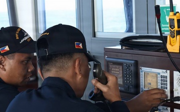 BRP Gabriela Silang conducts communications check with partner nations during the sea phase of RIMPAC 2026