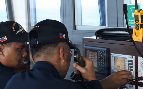 BRP Gabriela Silang conducts communications check with partner nations during the sea phase of RIMPAC 2026
