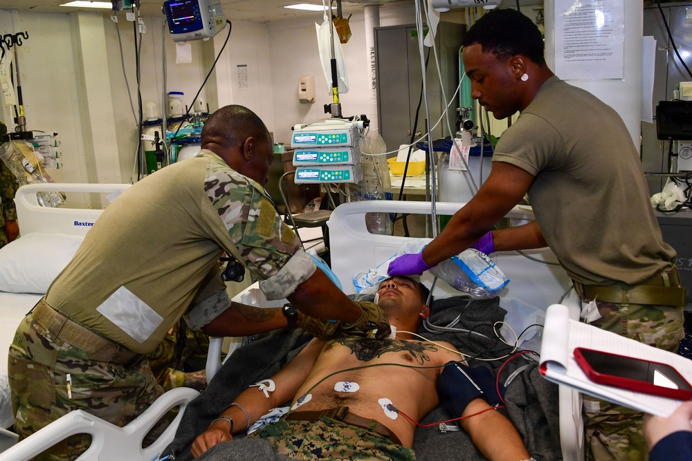 RIMPAC servicemembers conduct mass casualty drill aboard USS Essex