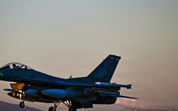 U.S. F-16 Fighting Falcons takeoff in CENTCOM AOR