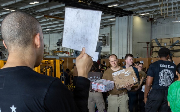 Abraham Lincoln Conducts a Replenishment-at-Sea with USNS Cesar Chavez