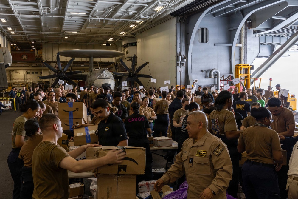 Abraham Lincoln Conducts a Replenishment-at-Sea with USNS Cesar Chavez