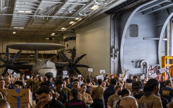 Abraham Lincoln Conducts a Replenishment-at-Sea with USNS Cesar Chavez