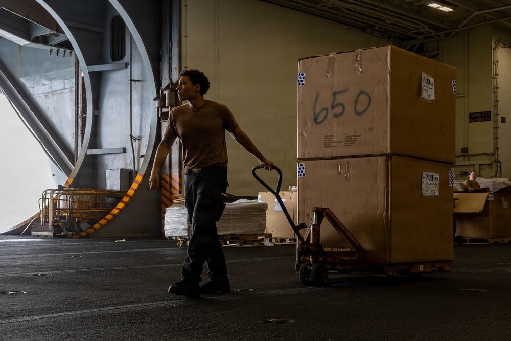 Abraham Lincoln Conducts a Replenishment-at-Sea with USNS Cesar Chavez