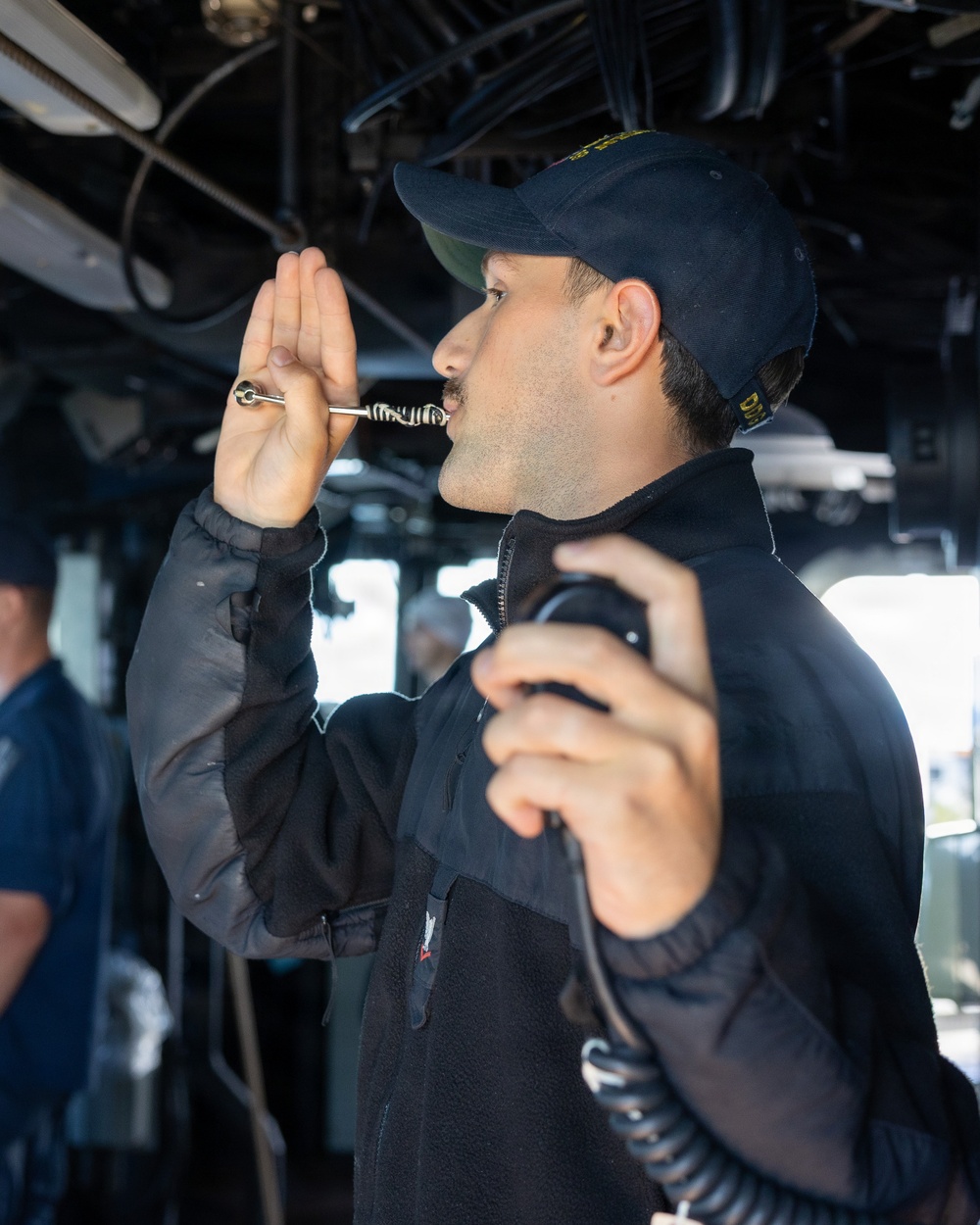 USS Mustin conducts bridge operations