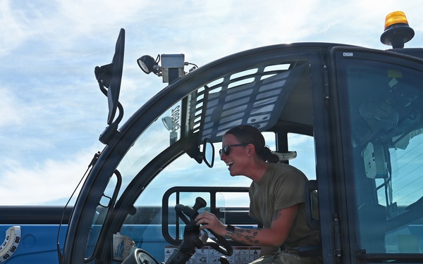 119th Airman Operates Telehandler