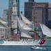 USCGC Eagle sails into Boston Harbor during Sail 250 Parade of Sail