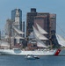 USCGC Eagle sails into Boston Harbor during Sail 250 Parade of Sail