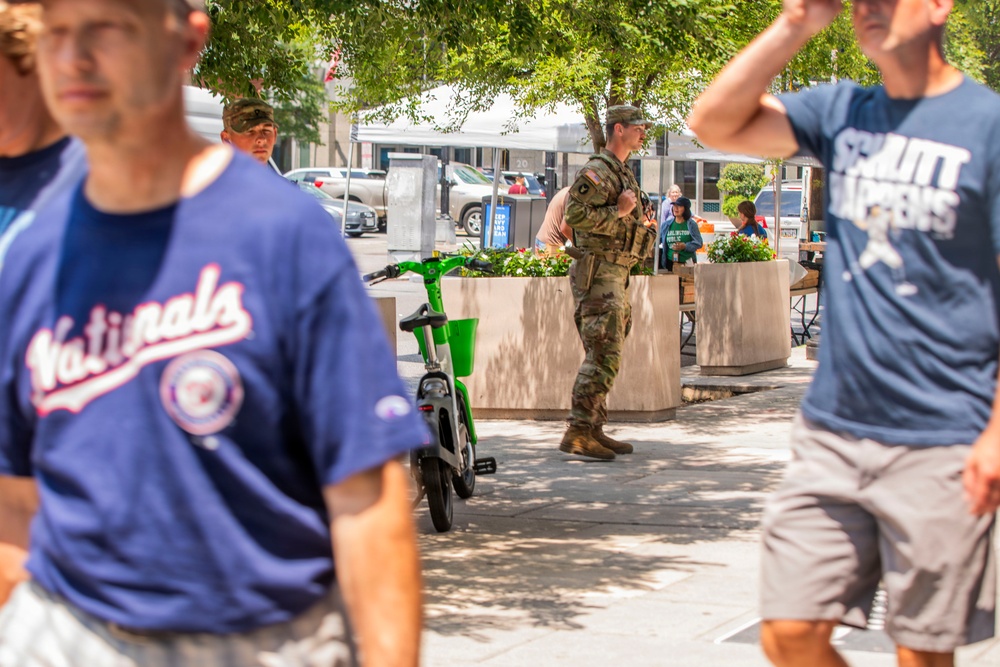 Soldiers with the South Carolina National Guard Conduct Pedestrian Patrols around Navy Yard Metro Station