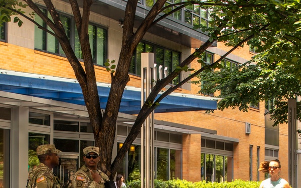 Soldiers with the South Carolina National Guard Conduct Pedestrian Patrols around Navy Yard Metro Station