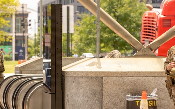 Soldiers with the South Carolina National Guard Conduct Pedestrian Patrols around Navy Yard Metro Station
