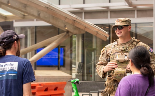 Soldiers with the South Carolina National Guard Conduct Pedestrian Patrols around Navy Yard Metro Station