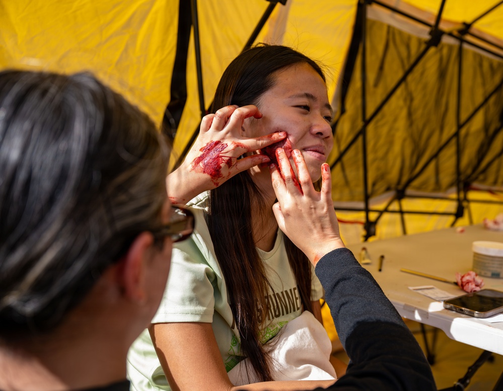 U.S. and foreign allies moulage simulated patients in joint mass causality Medevac drills on Ford Island