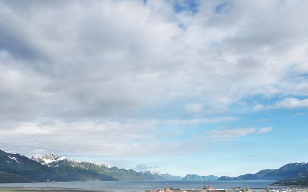 Mountains surround Seward Military Resort during Deployment for Training