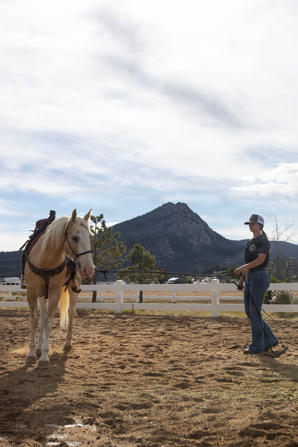 U.S. Marine Corps Mounted Color Guard participates in the Rooftop Rodeo