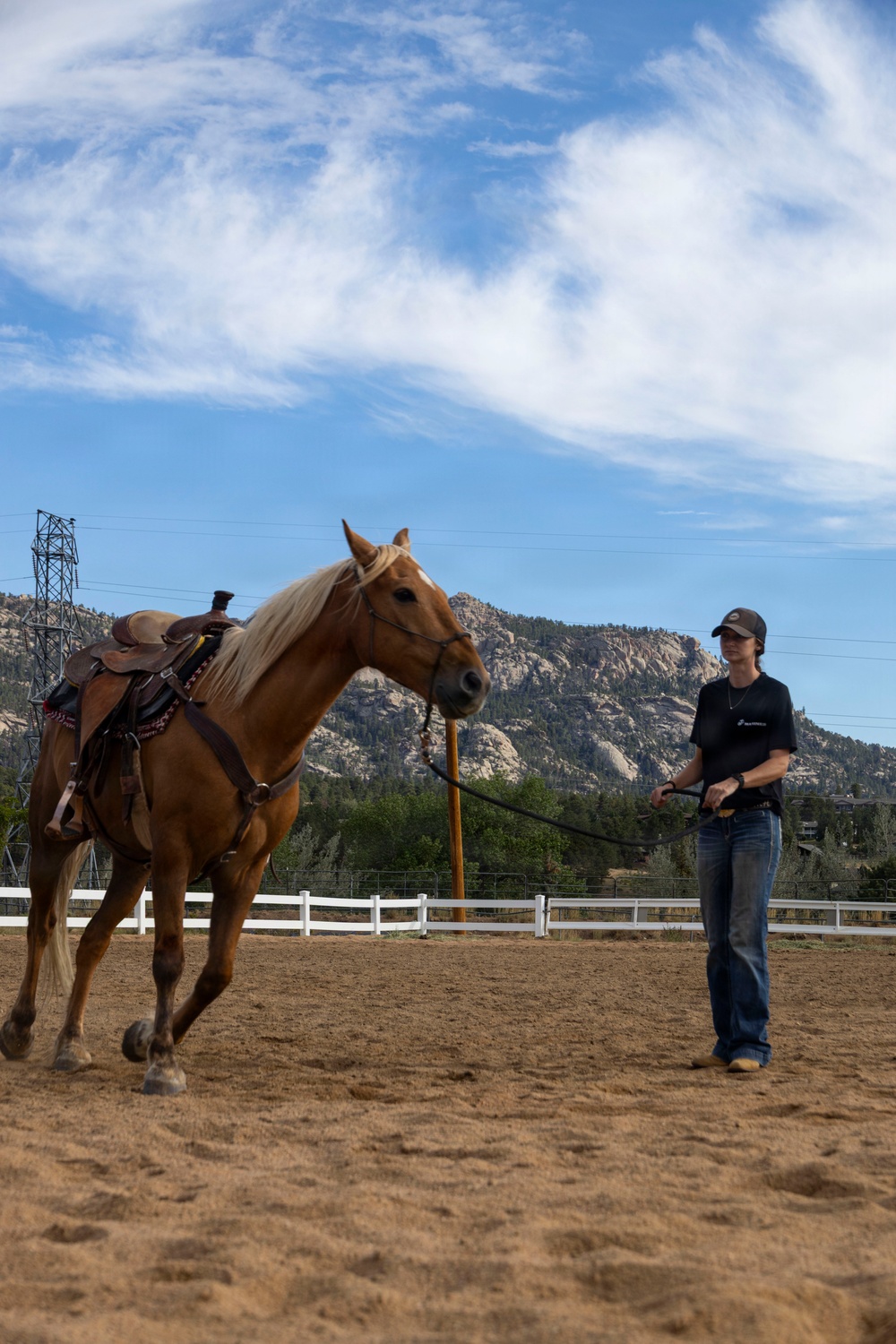 U.S. Marine Corps Mounted Color Guard participates in the Rooftop Rodeo