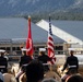 U.S. Marine Corps Mounted Color Guard participates in the Rooftop Rodeo