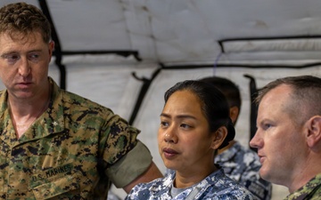 Philippine Coast Guard public afffairs commander visits RIMPAC 2026 HADR camp