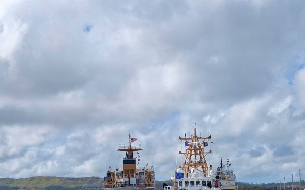 U.S. Coast Guard cutters in Apra Harbor after Super Typhoon Bavi