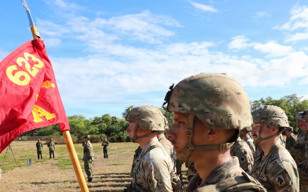 U.S. and Japanese forces stand together during RIMPAC 2026 opening ceremony