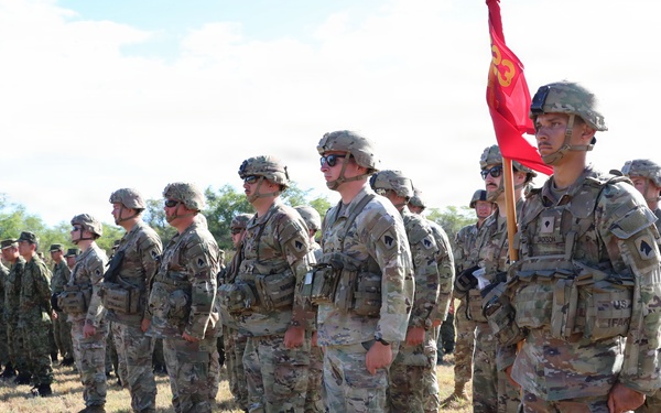 U.S. and Japanese forces stand together during RIMPAC 2026 opening ceremony