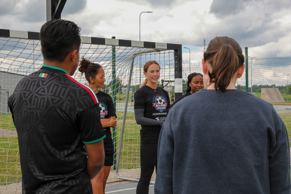 U.S. and U.K. soldiers participate in Armed Forces Entertainment All-Star Soccer Tour