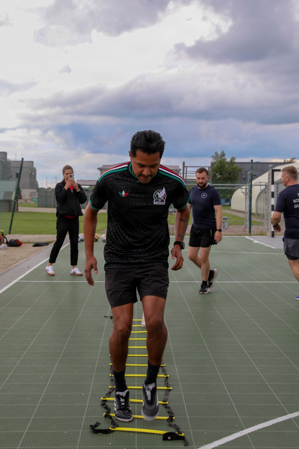 U.S. and U.K. soldiers participate in Armed Forces Entertainment All-Star Soccer Tour