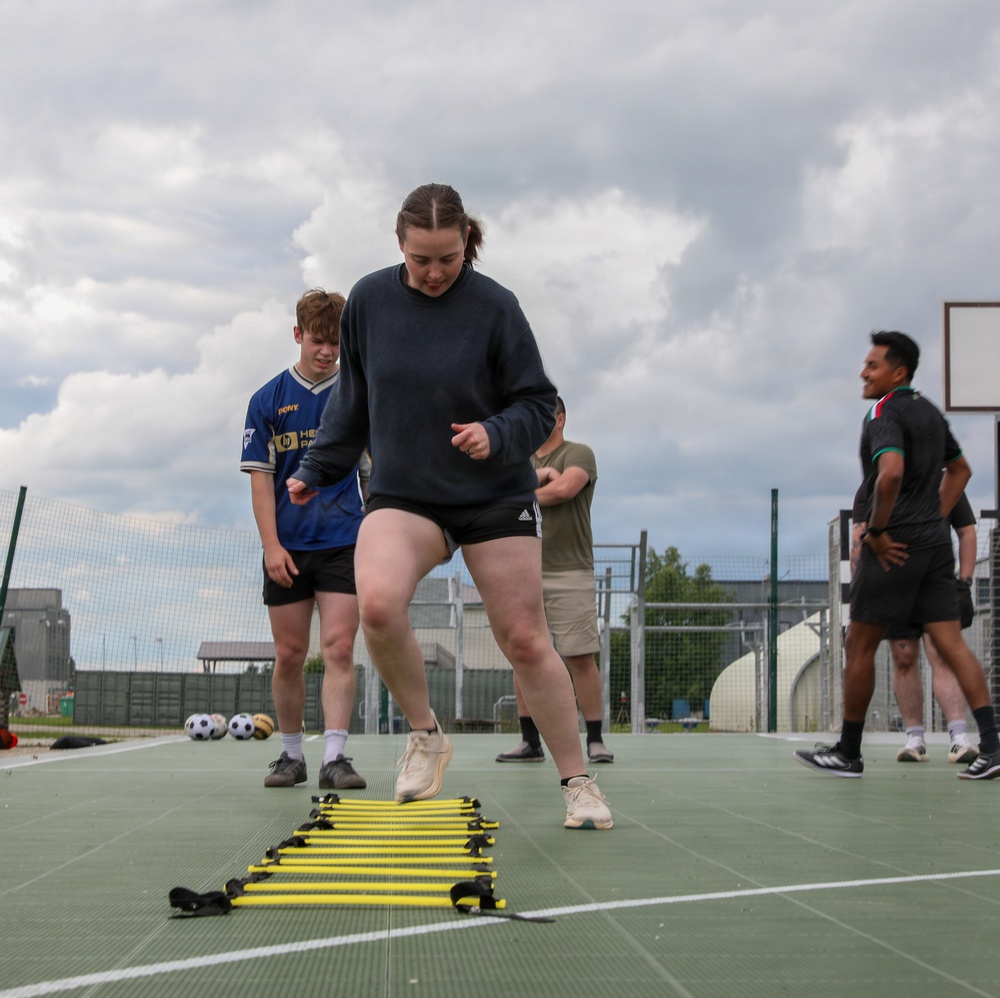 U.S. and U.K. soldiers participate in Armed Forces Entertainment All-Star Soccer Tour