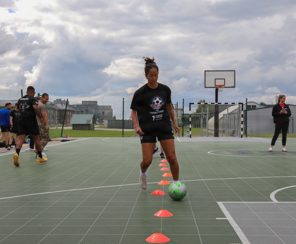 U.S. and U.K. soldiers participate in Armed Forces Entertainment All-Star Soccer Tour