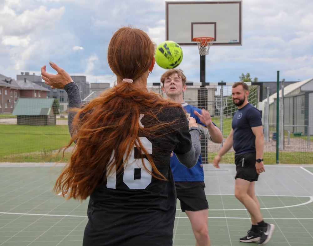 U.S. and U.K. soldiers participate in Armed Forces Entertainment All-Star Soccer Tour