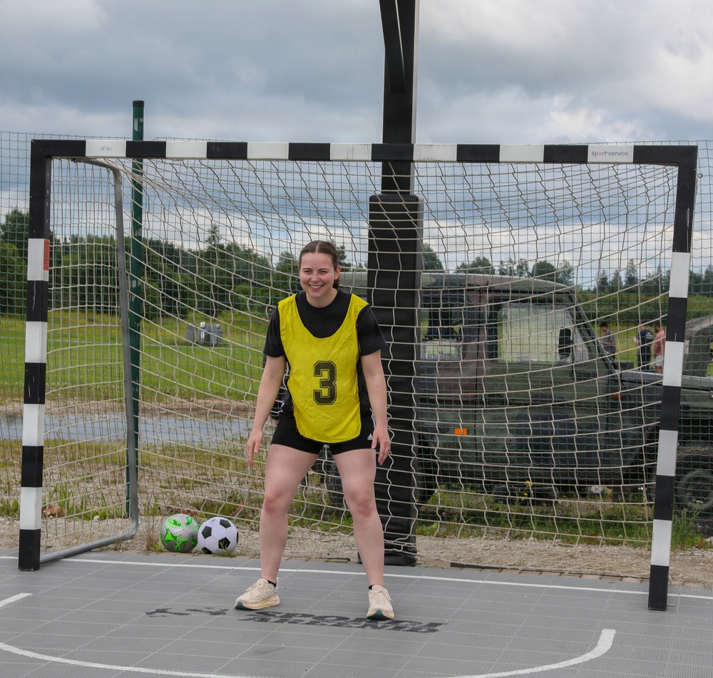 U.S. and U.K. soldiers participate in Armed Forces Entertainment All-Star Soccer Tour